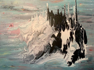 Crashing Ocean Waves 2 $2900 - Design By MaureenCrashing Ocean Waves 2 $2900 - Design By Maureen Abstract art exploring the interplay of light and color, crashing ocean waves, ocean art, water art, ocean, abstract art, abstract contemporary, original art, original artwork, blues, light blue art, waves, black and white, white, black, pink, soft colors, pastel art