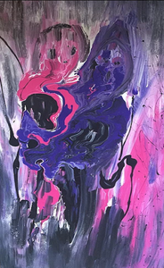 disney art, beauty and the beast, purple, pink, love art, figurative art, abstract contemporary, figurative expressionism, fuscia, black, white, modern art, color specialist, modern abstract contemporary