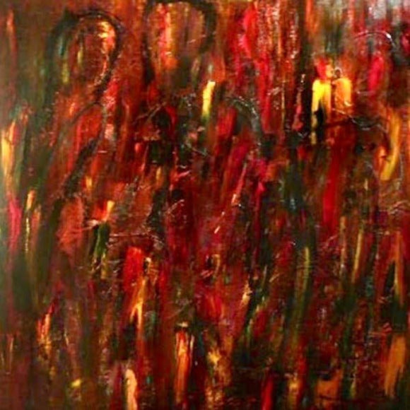 African Tribe $3,500 - Design By MaureenAfrican Tribe $3,500 - Design By Maureen contemporary abstract african tribe painting red, orange, yellow