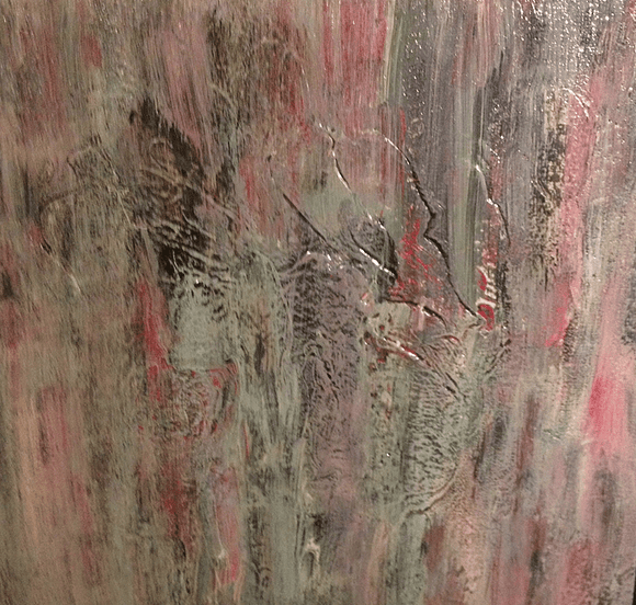 Angel Fish $1,200 - Design By Maureen angel fish painting abstract art contemporary painting light colors, pink, pastels, mint green, coral, black, colorful, brushstrokes, yellow, figurative