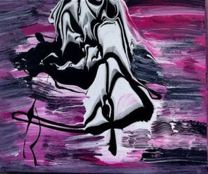 Caricature 1 $1,200 - Design By MaureenCaricature 1 $1,200 - Design By Maureen bright colors, black, purple, white, pink, dramatic art, modern abstract expressionism, abstract contemporary art, brushstrokes, bright colored art, original art