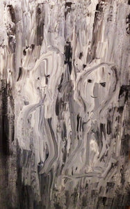 Just the Two of Us $1,900 - Design By MaureenJust the Two of Us $1,900 - Design By MaureenJust the Two of Us $1,900 - Design By Maureen black and white, grey, two figures painting, figurative abstract art, figurative painting, modern art, contemporary art, bedroom art, bathroom art, wall art, black and white, black and white and grey, abstract modern original art, cozy moments artwork, happy couple art, happy pair art, human art, emotional art, caring partnership painting, companionship canvas